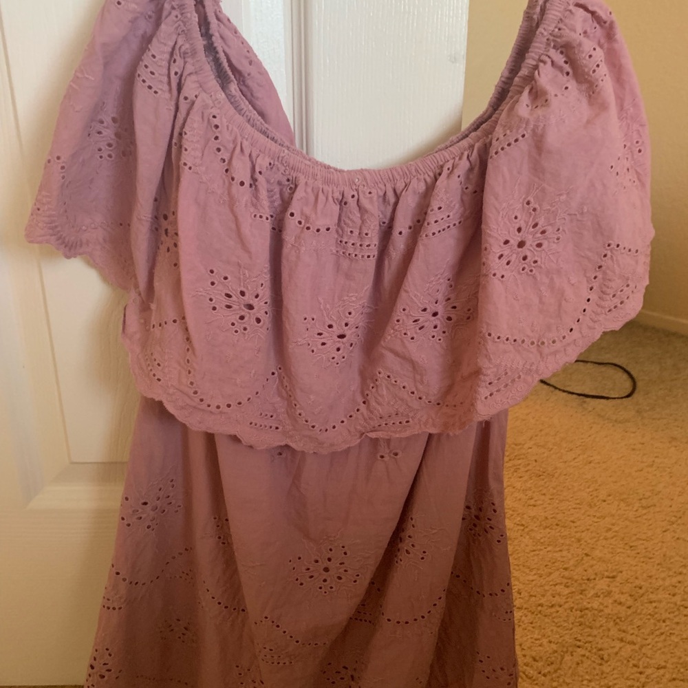 Pink Eyelet off the shoulder Top